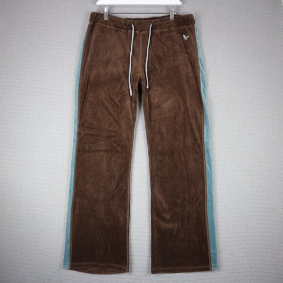Vintage Velour Track Pants Y2K Womens Wide cut Large Butterfly - Picture 1 of 7